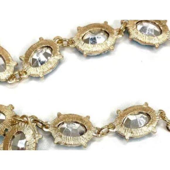 NEW 8" Chunky Bracelet Aqua Blue Turquoise Rhinestone Jewelry devil wears m10 - Picture 4 of 5